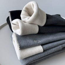 咘米儿新款一体绵羊绒冬季儿童外穿裤曲边纯棉学生加厚打底裤女童