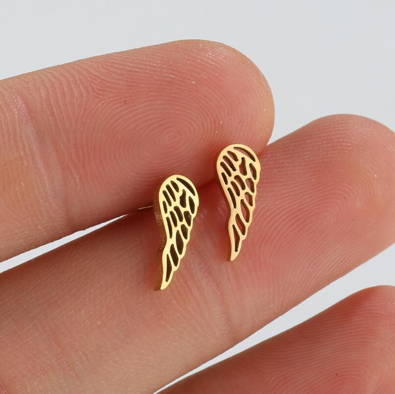 Fashion Wings Titanium Steel Plating Ear Studs 1 Pair display picture 5