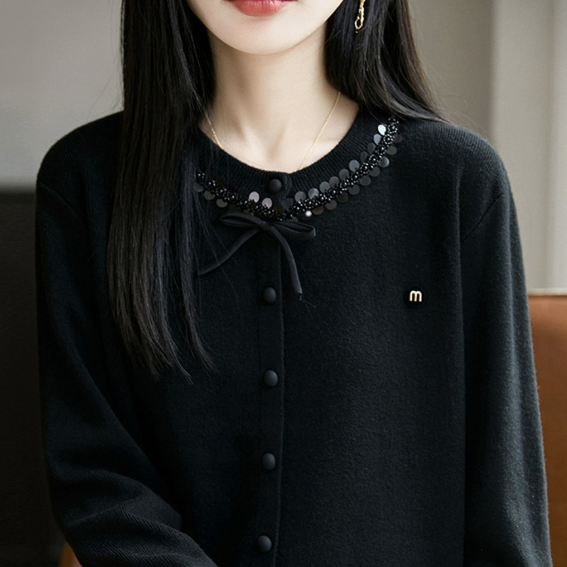 早秋时尚灰色毛衣针织开衫外套女2025新款春秋季外搭洋气女装上衣|undefined