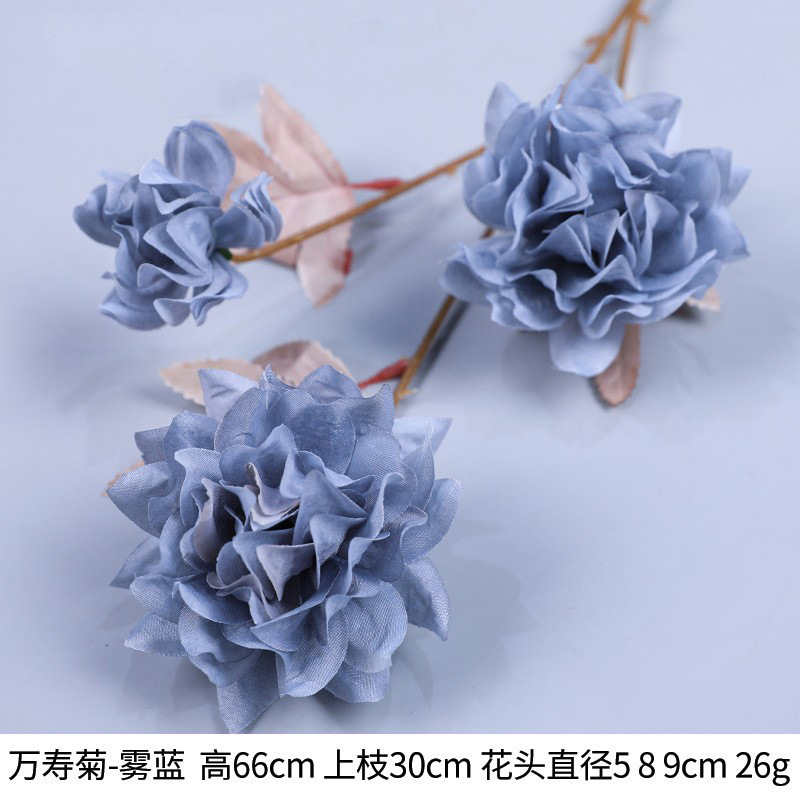 蓝色仿真花高级感逼真假花仿真玫瑰花婚庆婚礼装饰插花花束热销批|undefined
