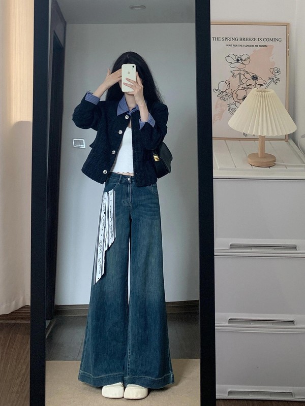 温柔蓝色小香风气质假两件开衫外套女2025秋冬款绝美显瘦短款上衣|undefined