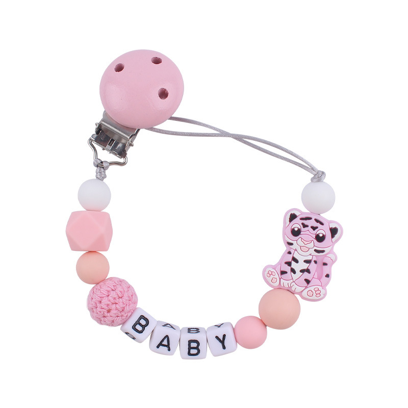 Nuevo bebé suministros de dibujos animados animal Tigre chupete cadena calmante bebé mordedura de silicona cadena molar cadena anti-caída