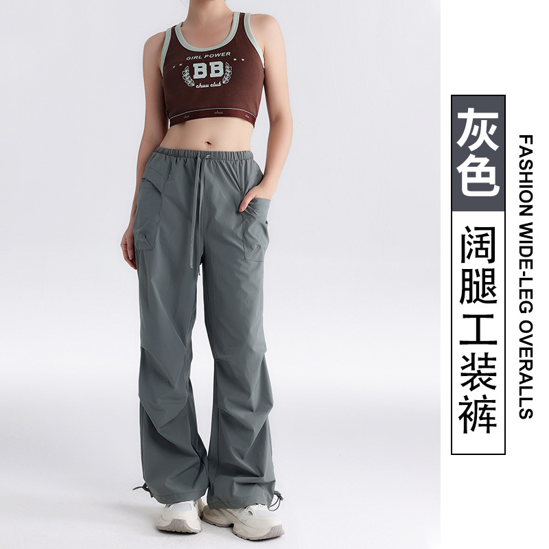 Nuevos monos con cordón americano, deportes al aire libre para mujer, correr, fitness, montañismo, pantalones casuales sueltos y delgados de secado rápido