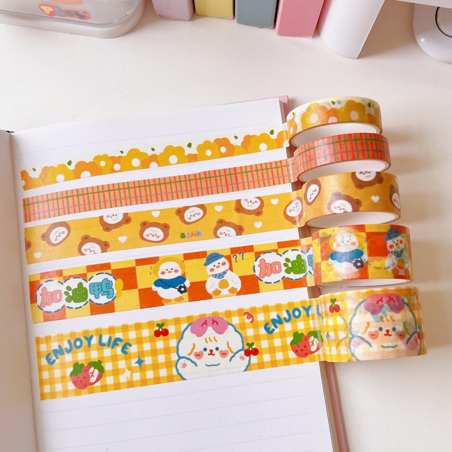 Cute Cartoon Girlish Sticker Stationery Tulip Bear Rabbit Journal Tape display picture 7