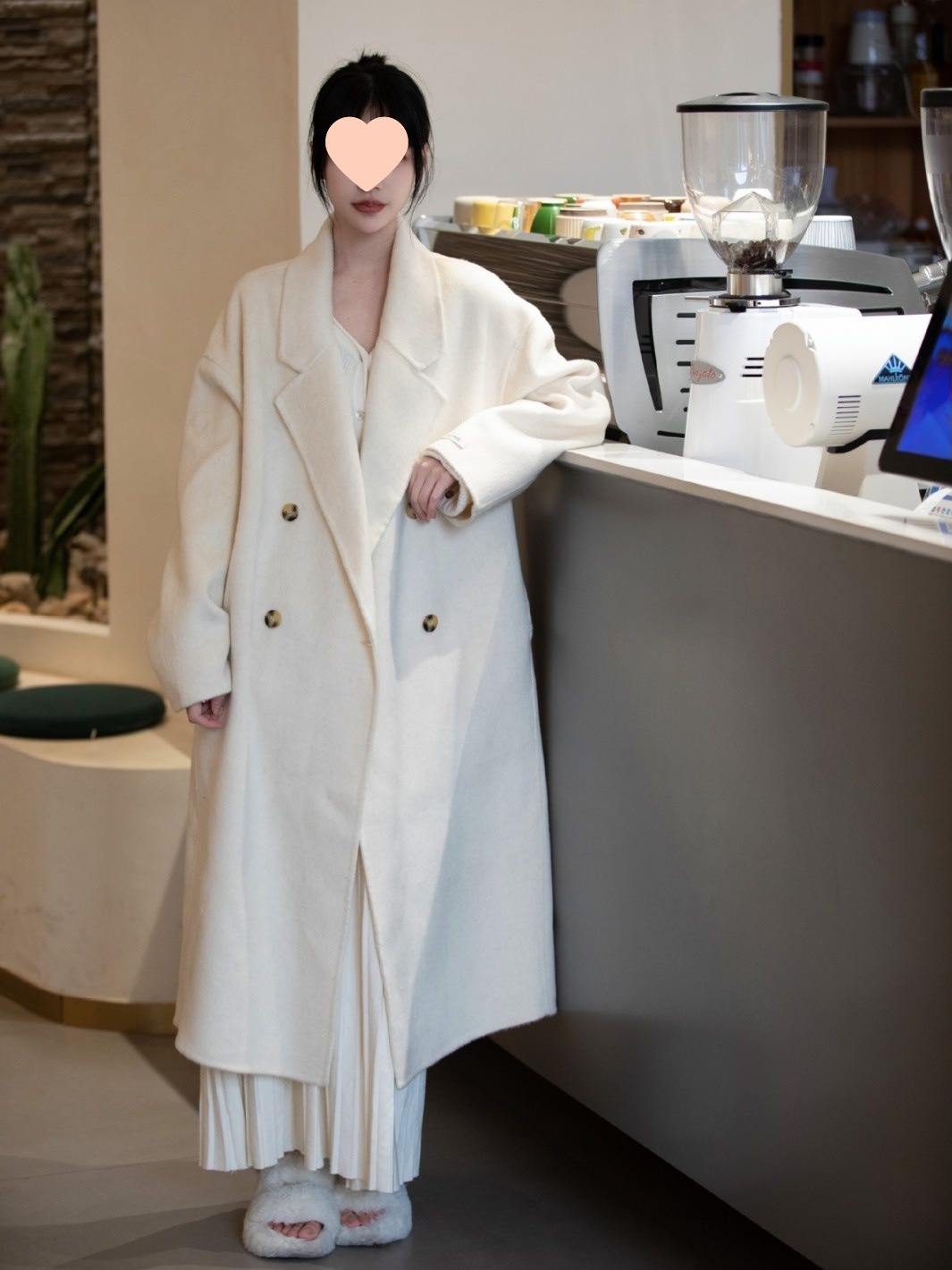 Korean Casual Long-Haired Double-Sided Cashmere Outwear Woolen Outwear Cocoon-Shaped Lazy Style Australian Wool Outwear Women's Long Sleeves