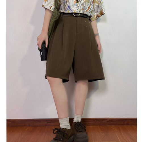 US Retro Drop-Waist Suit Shorts for Men 2025 Summer Loose Plus Size Casual Western Pants for Boys Five-Finger Pants