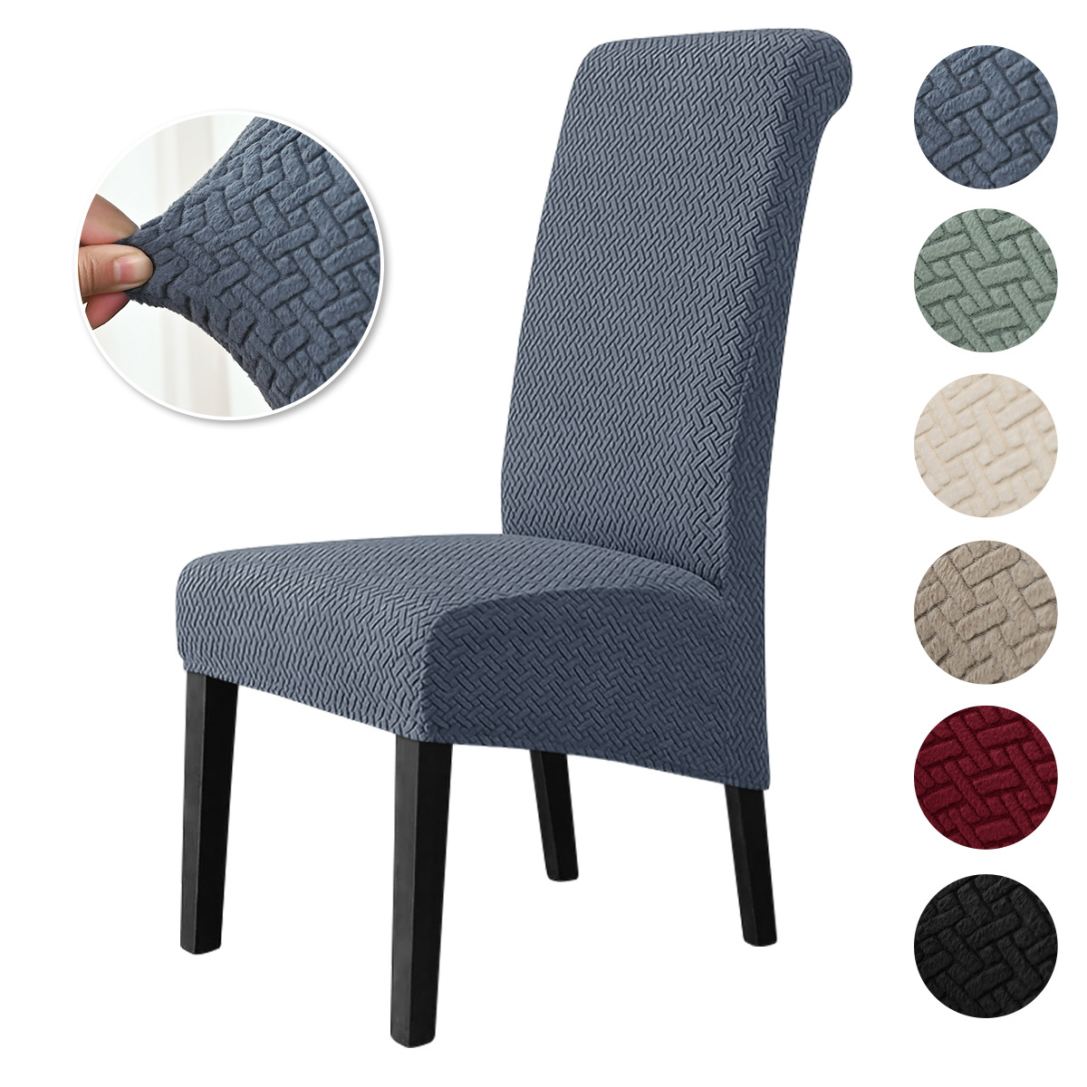 Cubierta de silla elástica en forma de T transfronteriza, cubierta de silla de respaldo alto, tabla de comedor casera grande inclinada.