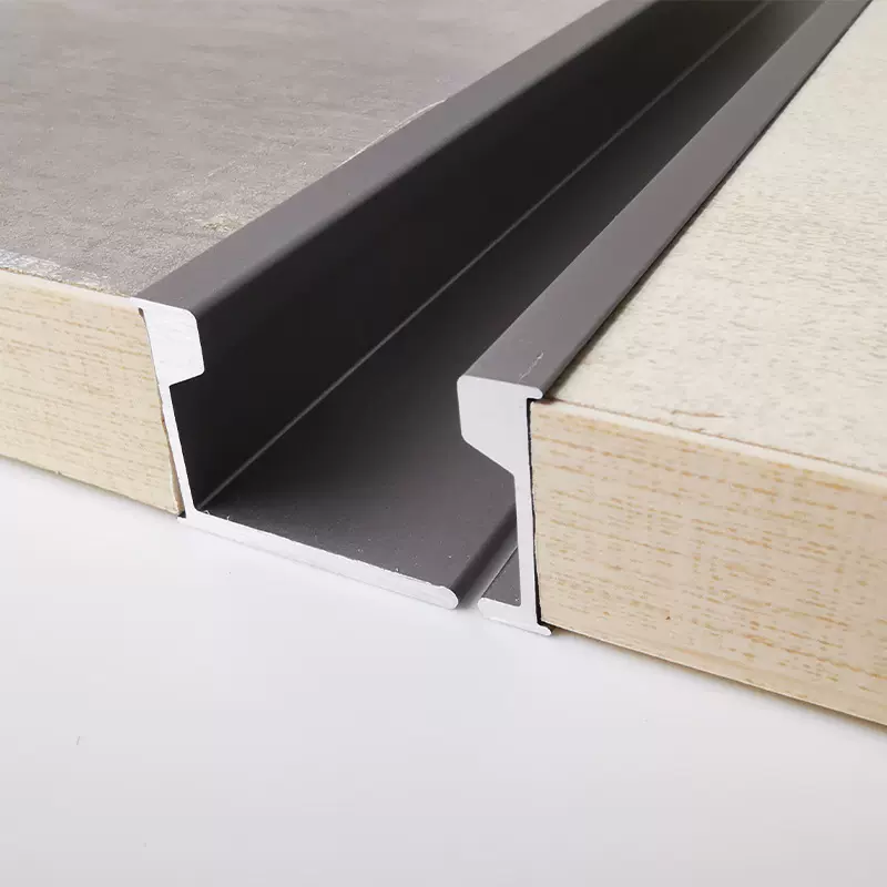 高品质衣柜子母拉手铝合金18板开槽隐形柜门把手氧化黑色金色拉手