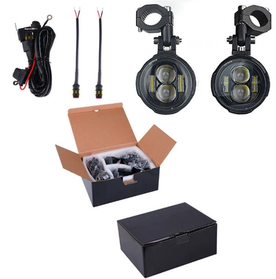 Motorcycle LED spotlights are suitable for use as high beam lights, driving lights, LED fog lights, and external auxiliary lights for motorcycles and electric vehicles (Fog lamp) - black-standard-model-pure-white-light