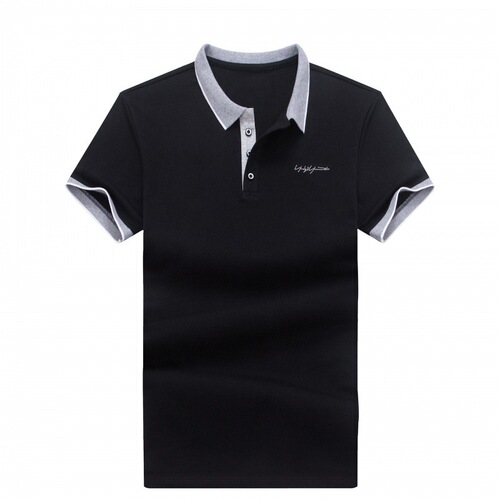  Summer New Men's Short Sleeve T-Shirt Trendy Polo Shirt Pure Cotton Ice Silk Thin T-Shirt Upper Garment