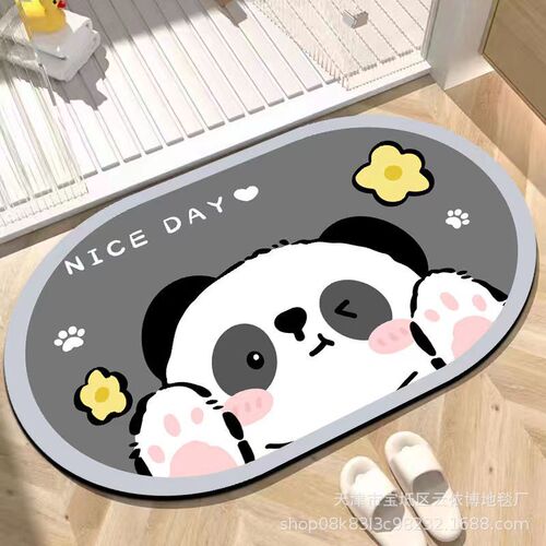 Cartoon diatom mud floor mat special-shaped bathroom door absorbent quick-drying foot mat household non-slip entry bear bathroom