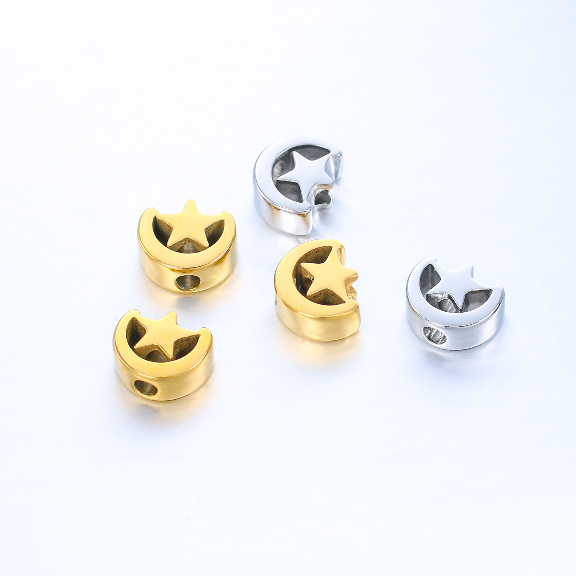 5g Weight Beads Jewelry Making Type 7 * 8mm Jewelry Making Size DIY Jewelry Accessories Classification 5 PCS/Package Quantity 304 Stainless Steel Material Star, Moon Pattern Polished Finish Plating Design Simple Style Style 5 PCS/Package 7 * 8mm 304 Stainless Steel Star Moon Polished DIY Jewelry Accessories Beads 2
