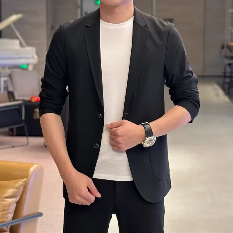 Summer 2025 New High-Elasticity Lightweight Sun Protection Business Suit Jacket Men's Slim Korean Style Casual Small Suit