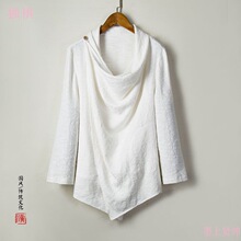 中国风汉服披风青年复古禅意风衣中式棉麻外套禅修居士服佛系道袍