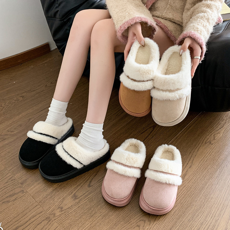 棉拖鞋女美拉德秋冬天室内家居拖鞋情侣家用厚底防滑保暖拖鞋外穿|undefined