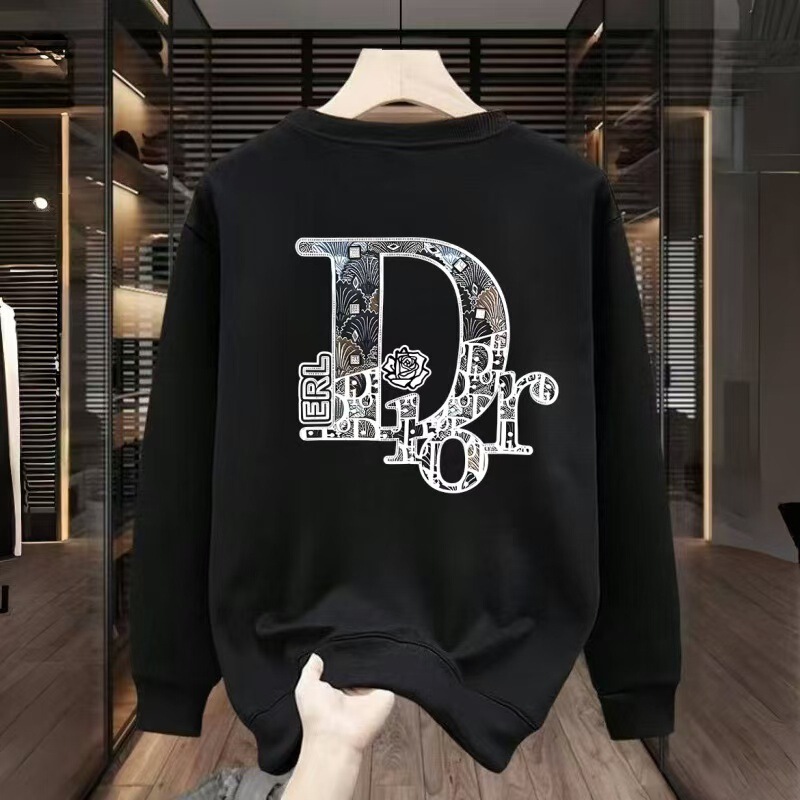 Cross-Border European and American High-End Designer Trendy Brand Printed Heavyweight Crewneck Sweatshirt for Men, Spring and Autumn, Cool and Versatile Top