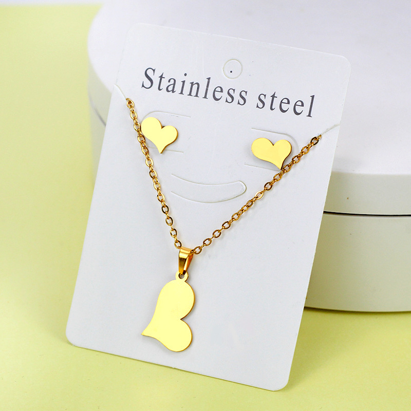 Conjunto de collar de pendientes de oro de acero inoxidable europeo y americano, collar de mariposa de amor de diamante, colgante, cadena de clavícula, fábrica al por mayor