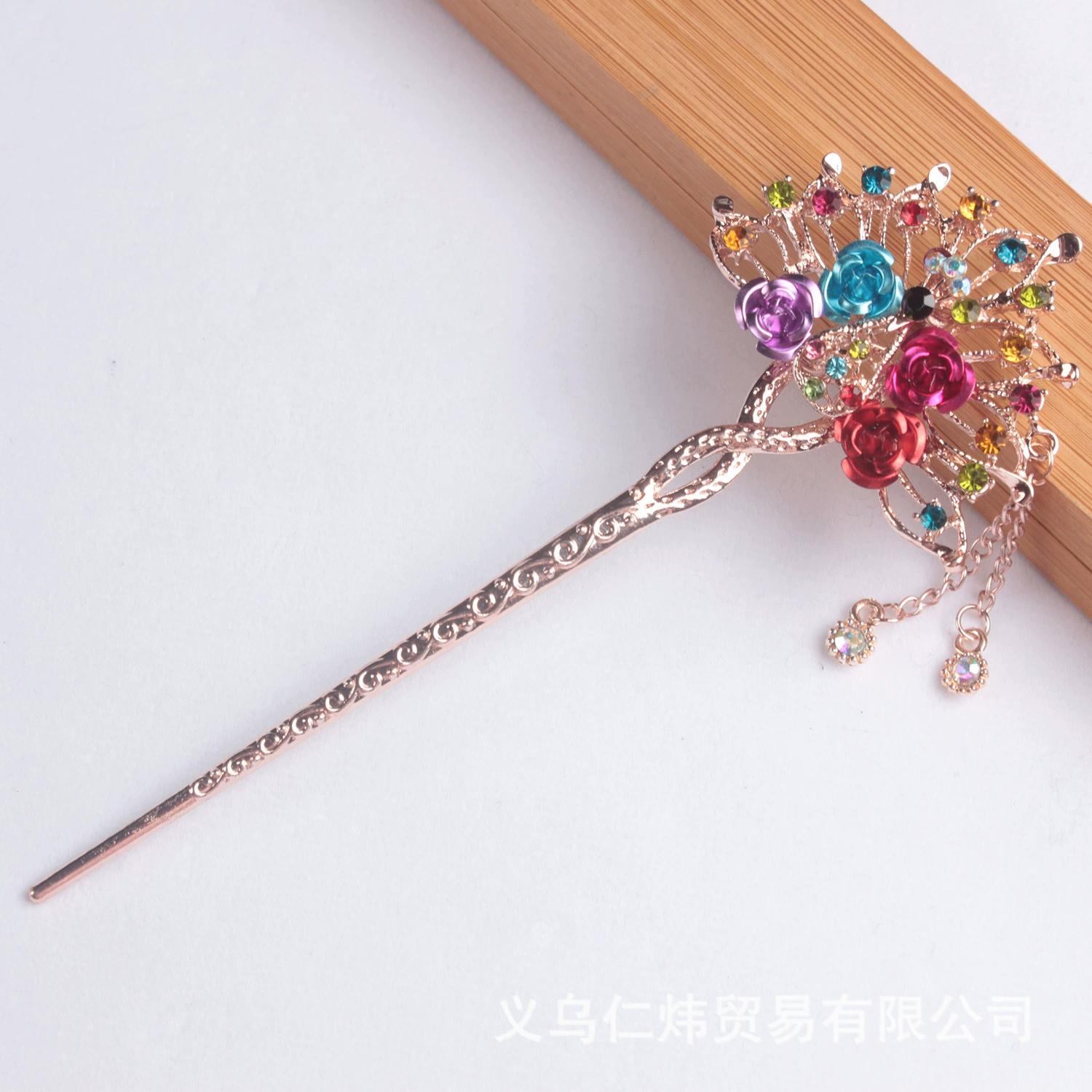 Классическая металлическая китайская заколка handmade, зажим для волос, украшение для волос с кисточками, простой и элегантный дизайн