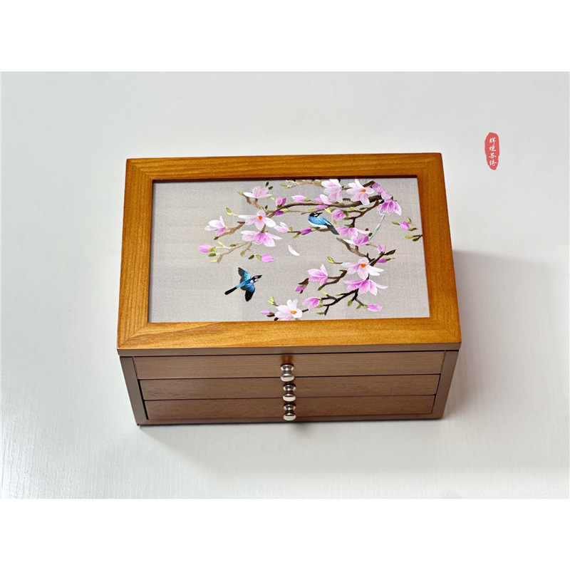 結婚プレゼントの首飾り箱手作り蘇刺繍両面刺繍木製三層ジュエリー収納箱洗練された誕生日に友人に贈る|undefined