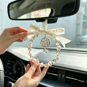 Pearl car pendant, new crystal model for women, high-end car interior decoration, safety rearview mirror car hanging ornament, crystal pendant