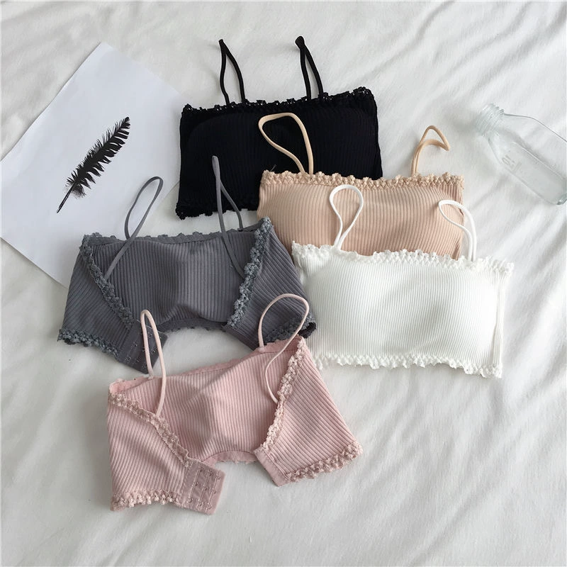 Push-up Cotton Bra Top, One Size, Removable Cups, Pretty Back Design