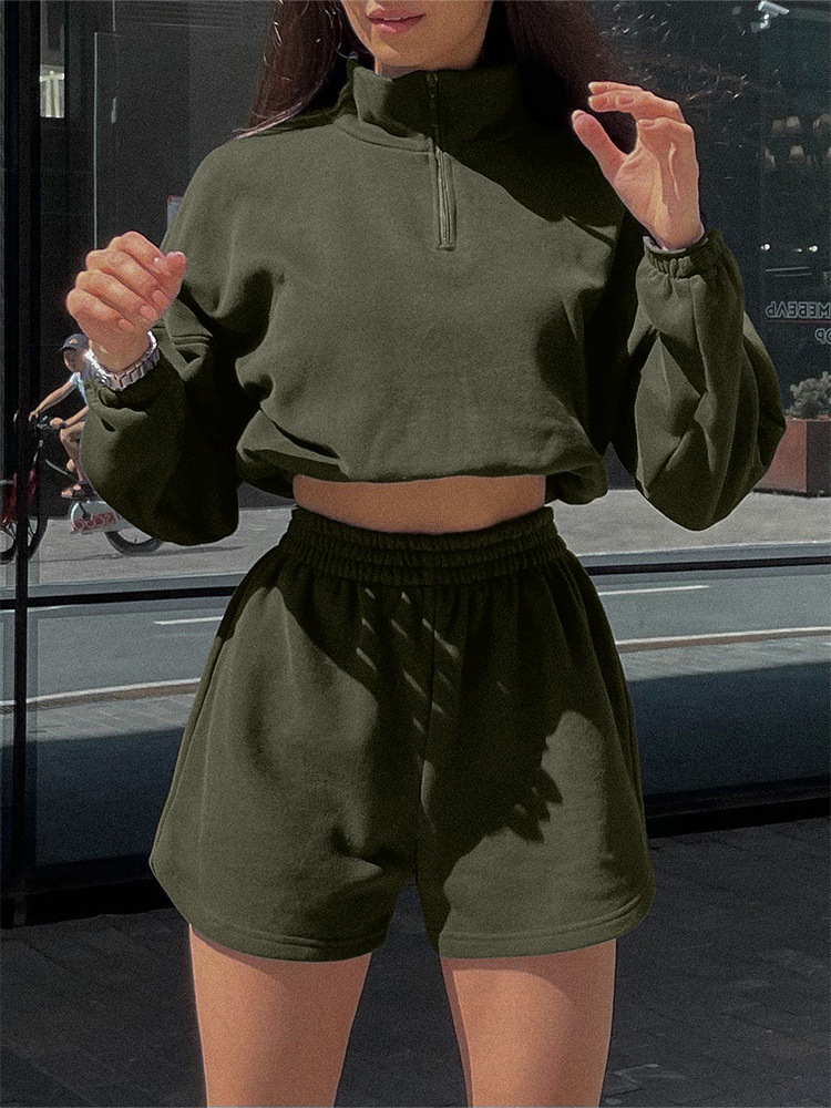 500g Weight Long Sleeve Sleeve Length Polyester Fabric Type Shorts Co-ord Set Sets Type 2 Pieces Set Quantity Casual, Daily, Sports Occasion Turtleneck Neckline Regular Fit Fit Type Solid Color Pattern Spring, Autumn Season Women's Gender Zipper Design Simple Style Style Casual Daily Sports Women's Simple Style Solid Color Polyester Zipper Shorts Co-ord Set Shorts Sets 11