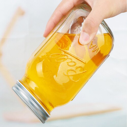 Wide-mouth mason cup large-capacity glass overnight oatmeal cup with lid sealed jar transparent cold brew juice drink bottle