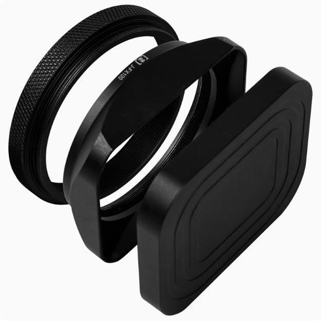 Metal square cover for Fuji X100V/X100VI/X100F camera lens hood can be equipped with UV filter