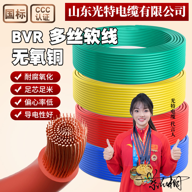 BVR多股软芯国标电线铜芯1.5/2.5/4/6/10/16平方家装阻燃多丝软线