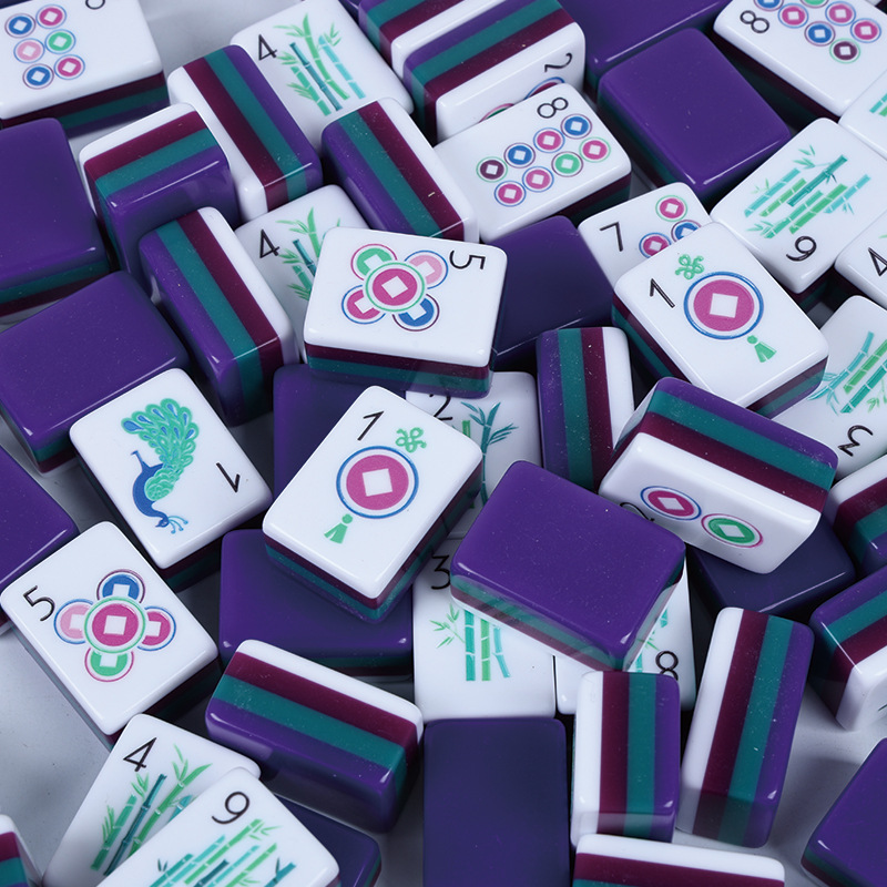 Four-Layer Color-Blocked American Mahjong Mini Travel Portable Hand-Shuffled European and American Style Mahjong Acrylic American-Style Mahjong Tiles