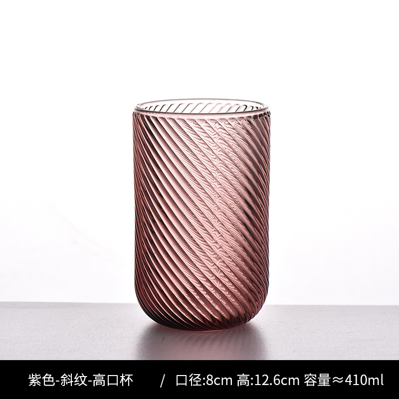 Copa de rayas verticales de vidrio retro europeo, copa de vino tinto, copa de postre alto de helado, copa de vino de frutas de uva de champán casero