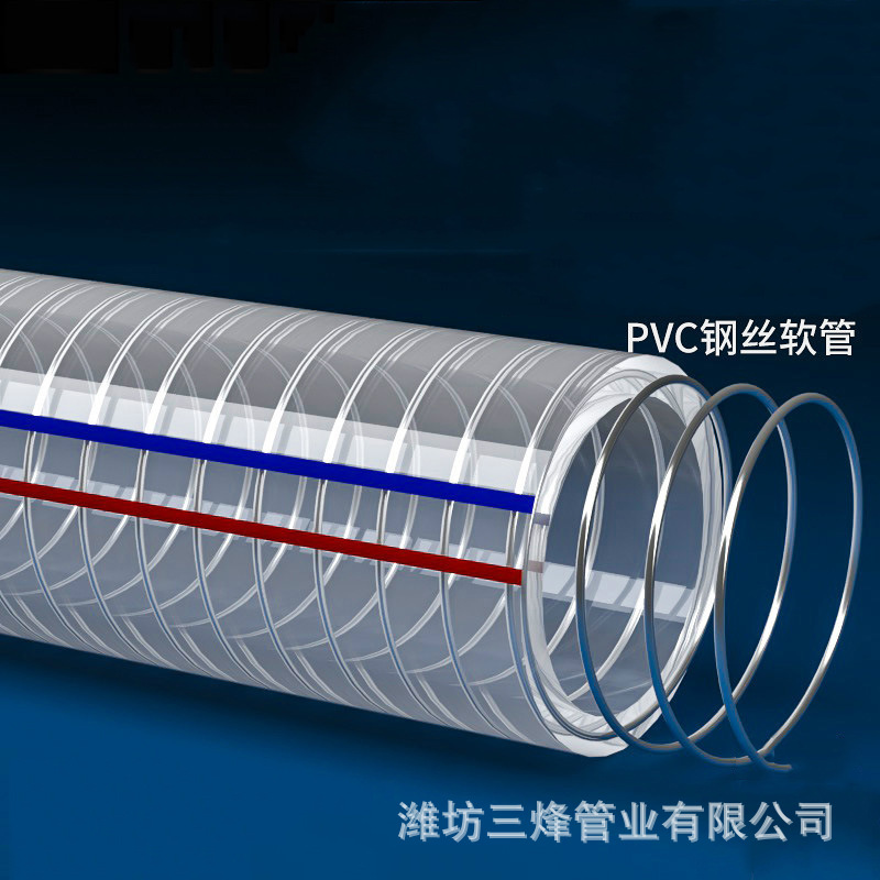 Manufacturer's transparent high-pressure spiral steel wire reinforced plastic hose, temperature resi