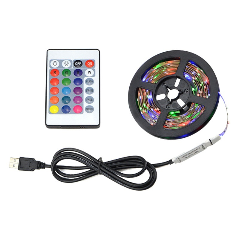 Venta caliente transfronteriza 24 clave RGB tira de luz de bajo voltaje 5050RGB/2835 colorido USB TV Barra de luz de fondo