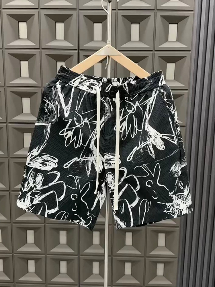 Men's Clothing Men's Fashion Printed Shorts Summer Style Trendy Unique Pattern Loose Fit Casual Wide Leg Five Point Pants Suitable For Wearing Outside_viptrois.com