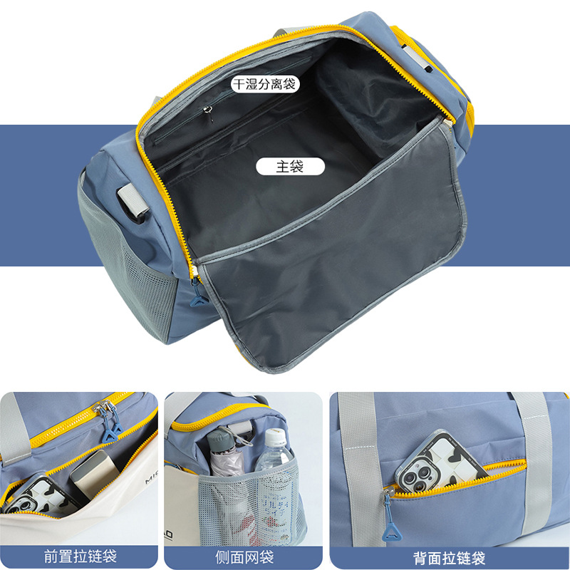 Bolsa de gimnasio con logotipo personalizado, bolsa de viaje de gran capacidad, separación de seco y húmedo, compartimento independiente para zapatos, bolsa de yoga deportiva con ruedas