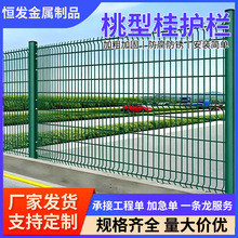 桃型柱护栏 户外公路隔离围栏 浸塑防锈防护网庭院围墙铁丝网批发