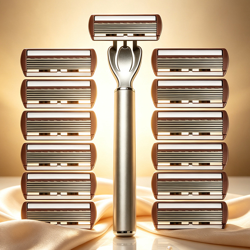 6-Layer White Blade Manual Razor for Trimming Mustache, Underarm, and Leg Hair [Without Gift Box]