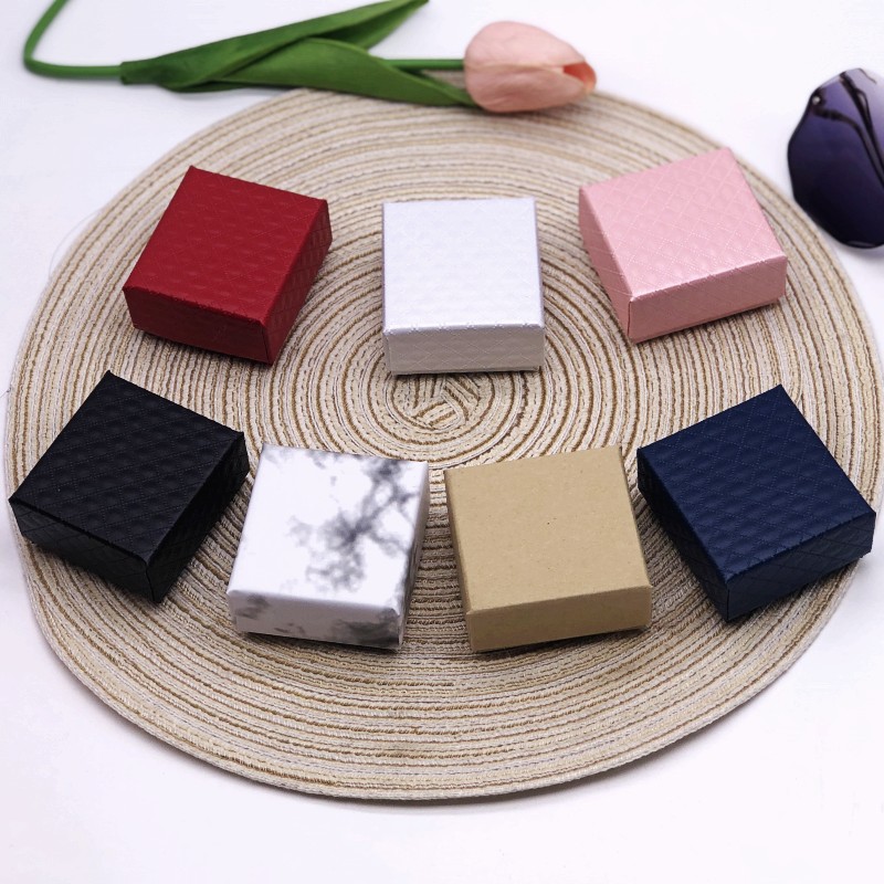 首饰盒现货钻石纹手镯项链戒指耳钉盒高档戒指饰品包装盒