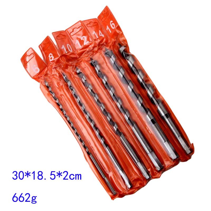 6-piece woodworking drill 230mm suit 6pc hexagonal handle wood twist Wood Hole opener deep hole drill