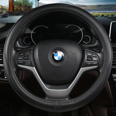 Manufacturer's New Style Handlebar Cover, Fashionable Splicing, Four-Season Universal Car Steering Wheel Cover, Various Artificial Leather (Steering wheel cover) - 040-round-classic-black-38cm
