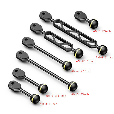 跨境GOPRO配件CNC鋁合金潛水補光燈臂球頭燈臂蝴蝶夾水下攝影燈臂