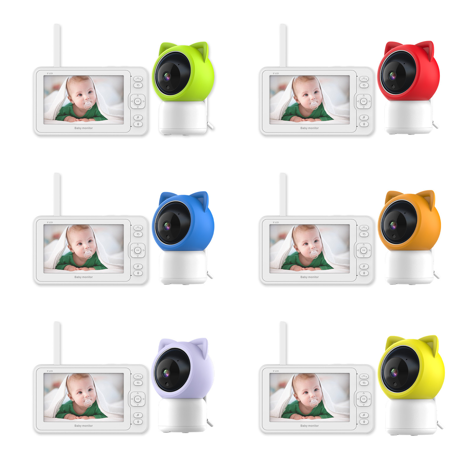 Fábrica de fuente 5 pulgadas monitor para bebés temperatura y humedad detección de lloro cámara inteligente para bebés explosión transfronteriza 2