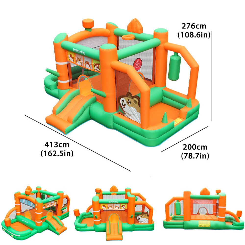 Castillo inflable infantil Doctor Dolphin con tobogán, trampolín, pequeño castillo inflable para exteriores, castillo trampolín para césped