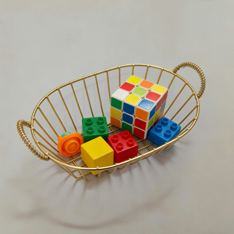迷你北欧风收纳篮铁艺多功能桌面杂物整理托盘篮零食玩具水果果盘