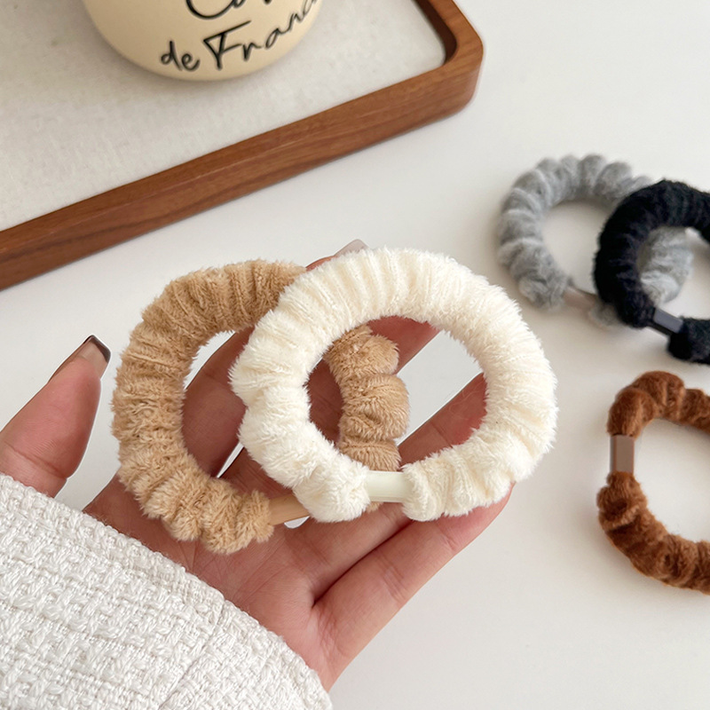 Otoño e Invierno anillo de intestino delgado elástico alto estilo coreano durable pelo no-daño felpa anillo de pelo simple Cola de Caballo cuerda de pelo cuerda de lazo de pelo femenino