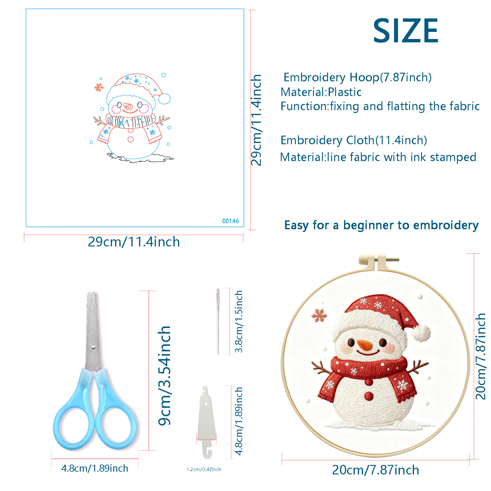 Nuevo bordado transfronterizo Navidad muñeco de nieve encantador dibujos animados principiantes paquete de material de bordado al por mayor