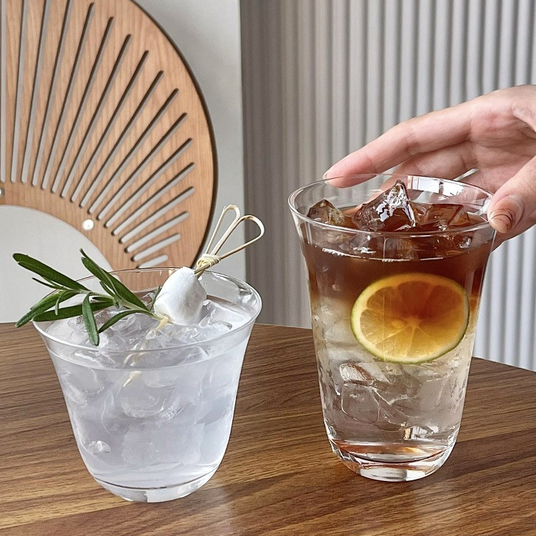 High borosilicate high temperature transparent single-layer cup cold drink cup wide mouth ice American latte coffee cup simple glass cup