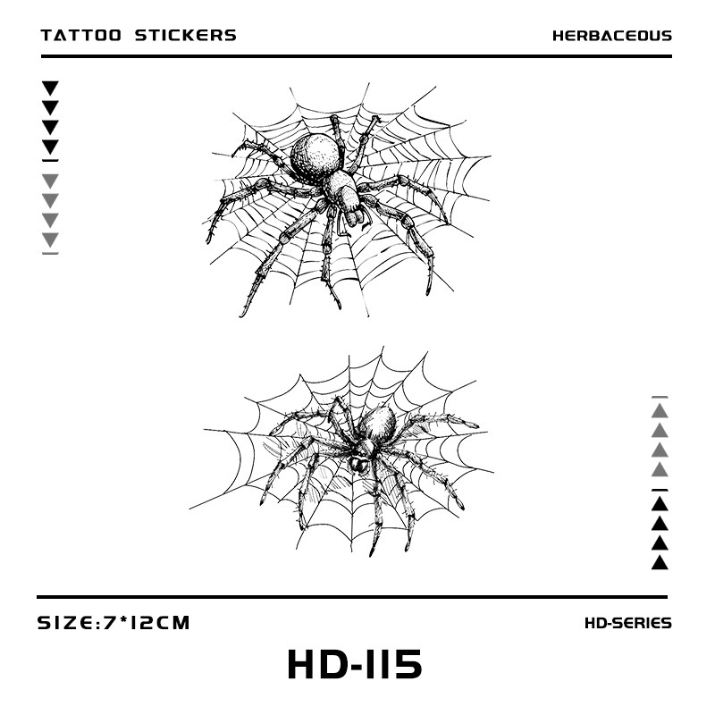Spotted Spider Herbal Semi-Permanent Tattoo Sticker Spider Web for Men and Women Realistic Tattoo Waterproof Long-Lasting Juice Tattoo for Arm and Back of Hand