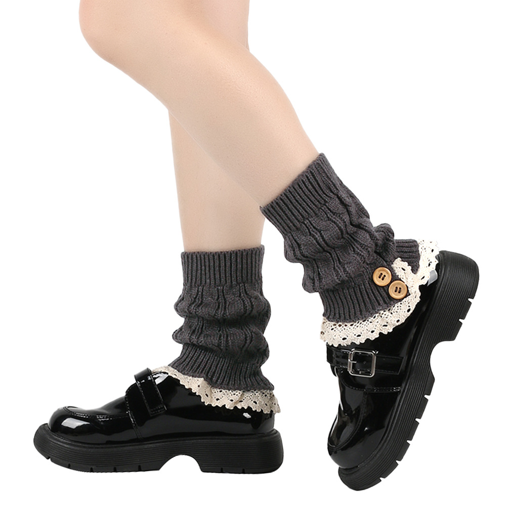 80g Weight sock cover Classification sock cover Lingerie Type Polyacrylonitrile Fiber Fabric Type A Pair Quantity Daily Occasion Warm, Breathable Function Color Block, Lace Pattern Winter, Spring, Autumn Season Women's Gender Jacquard Design Casual, Sweet Style Japanese Loose Button Foot Sock Lace Short Booties New Knitted Fashion Short Boots Sets Wool Leg Warmers 18