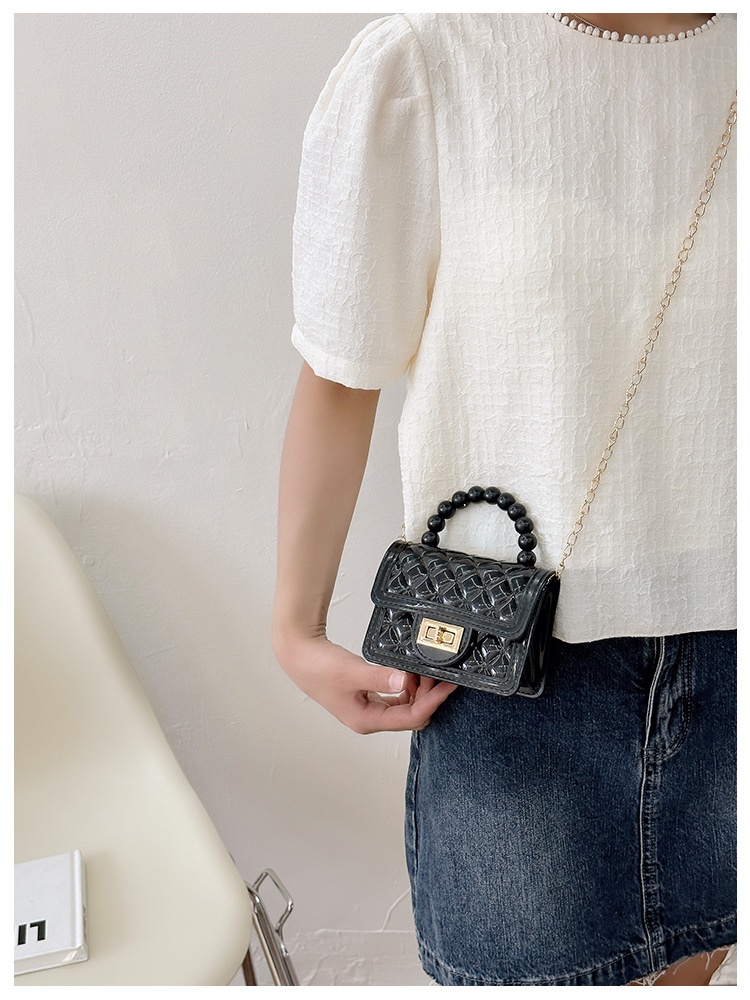 157g Weight Polyester Lining Material Flip Cover Closure Type Single Shoulder Strap Strap Type Jelly Bag Bags Type Casual, Holiday Occasion PVC Material Solid Color Pattern All Seasons Season Women's Gender Basic, Classic Style Style Square Shape Small Size Women's Small PVC Solid Color Basic Classic Style Square Flip Cover Jelly Bag 18